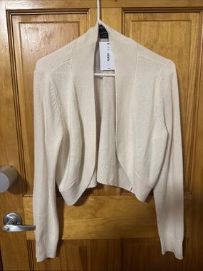 Ivory Open-Front Cream Knit Cardigan Sweater